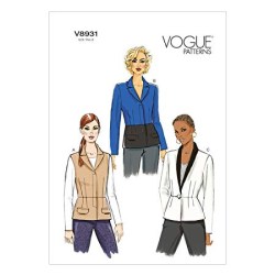 8931 VOGUE PEPLUM  CONTRAST / SLEEVES OR NOT JACKET PATTERN 6-14